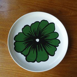 Eläköön Elämä serving green floral plate platter 32 cm retro vibe